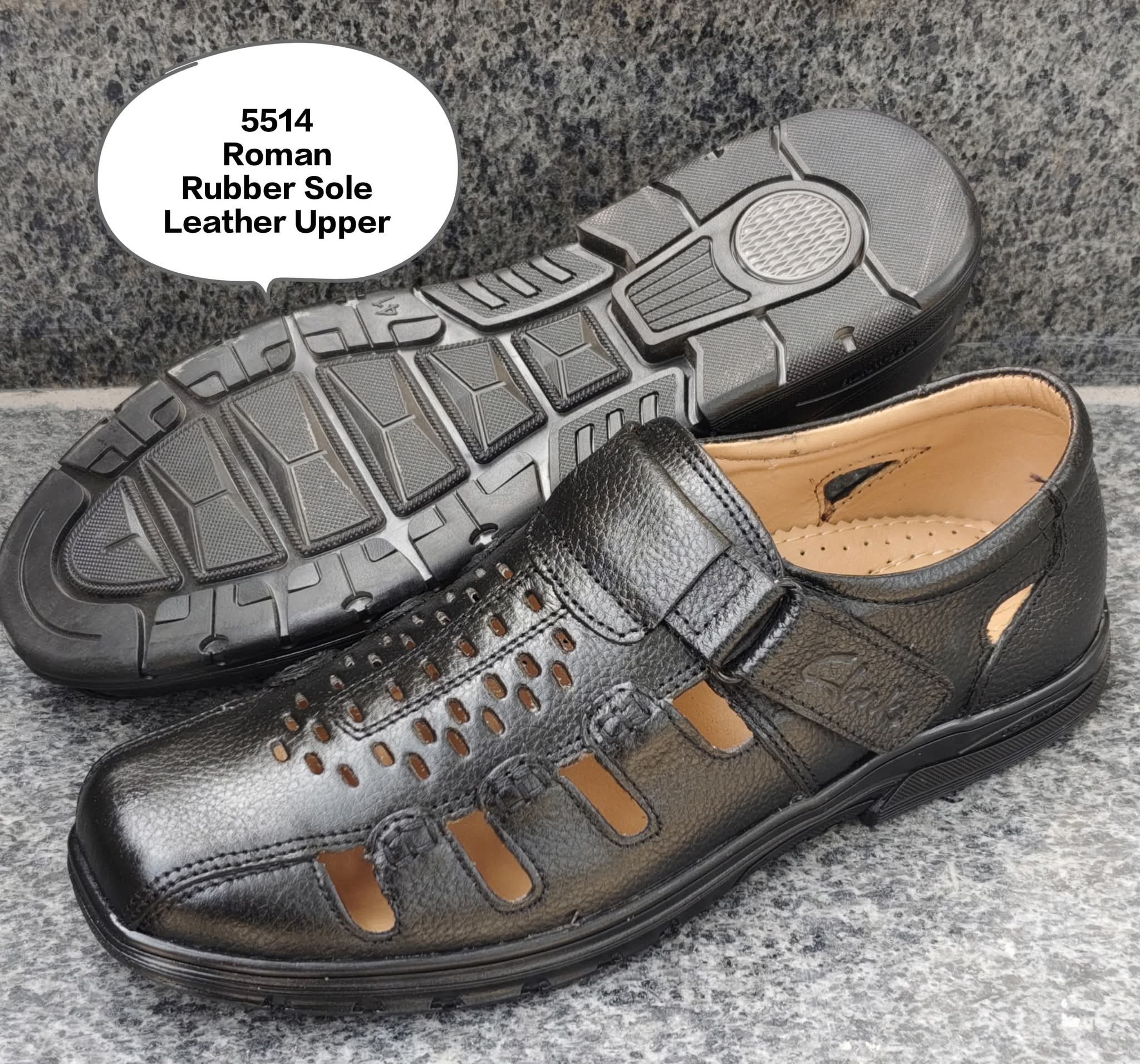 Roman sandal rubber sole upper leather mens