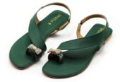 Dark Green Toe Loop Flat Sandal women’s