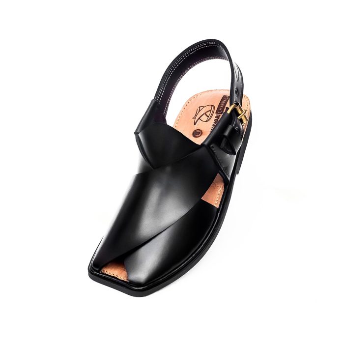 Black Charsadda Gol T Chappal – 092242 mens