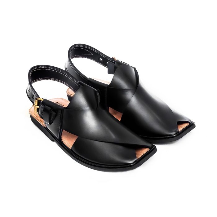 Black Charsadda Gol T Chappal – 092242 mens