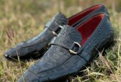Crocodile leather loafer shoes men