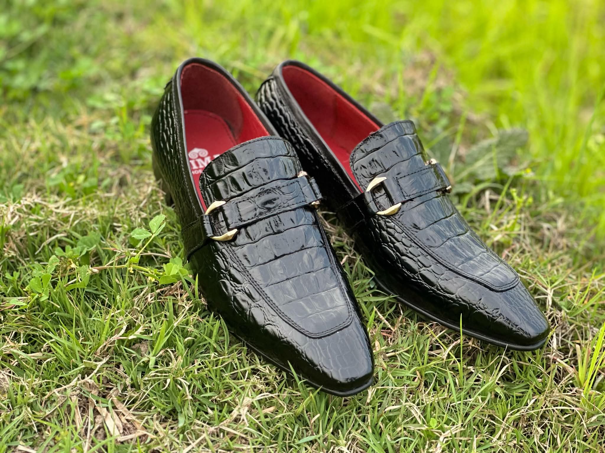Crocodile leather loafer shoes men