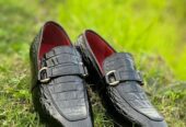 Crocodile leather loafer shoes men