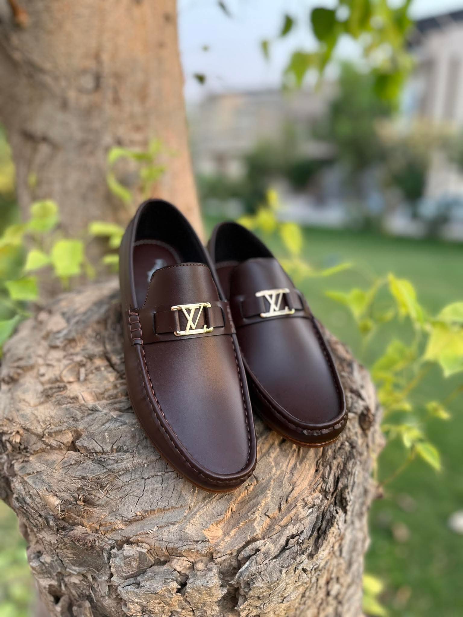 Driving moc mens upper leather sole rubber