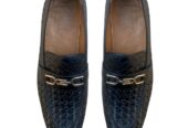 Royal black leathers knitted shoes men’s