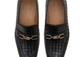 Royal black leathers knitted shoes men’s