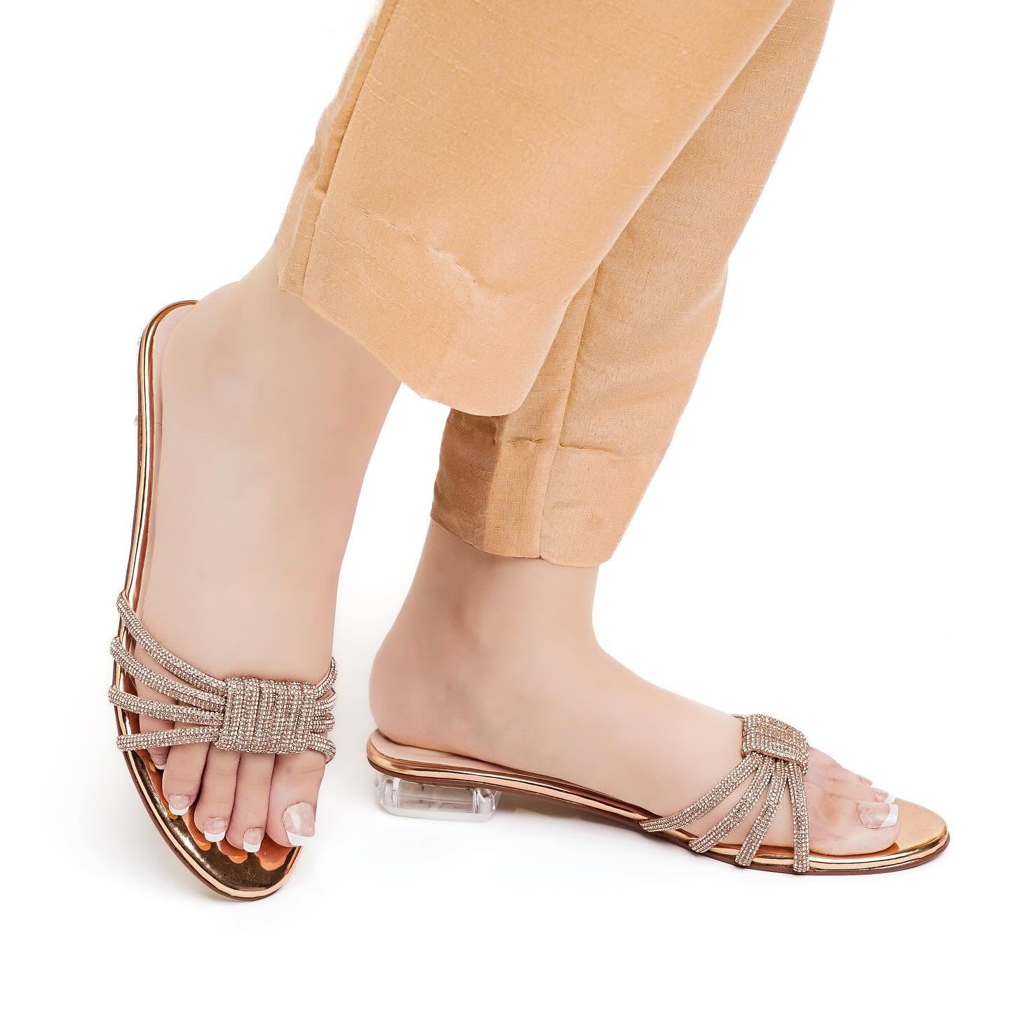 River Golden women`s flats slippers