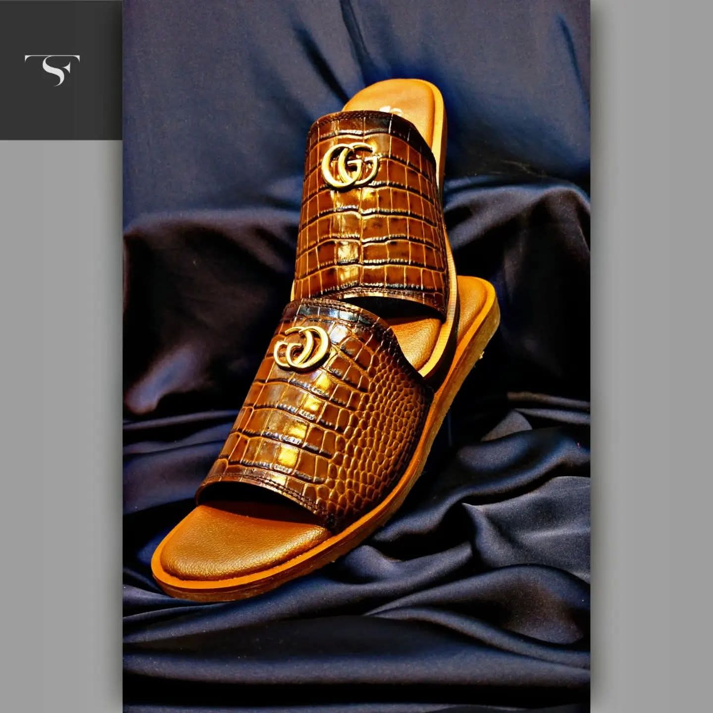 Mens slipper upper leather shoe leather Gucci style