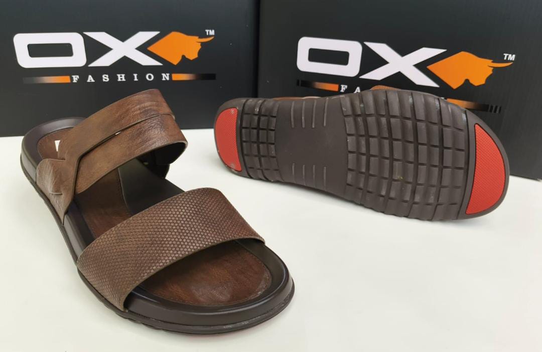 Coew leather upper sole pu men`s slippers sandals