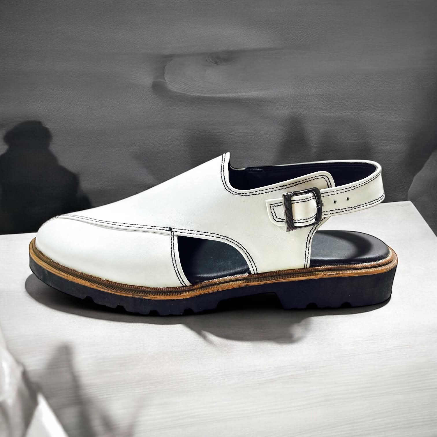 Premium Quality White Peshawri chappal men’s