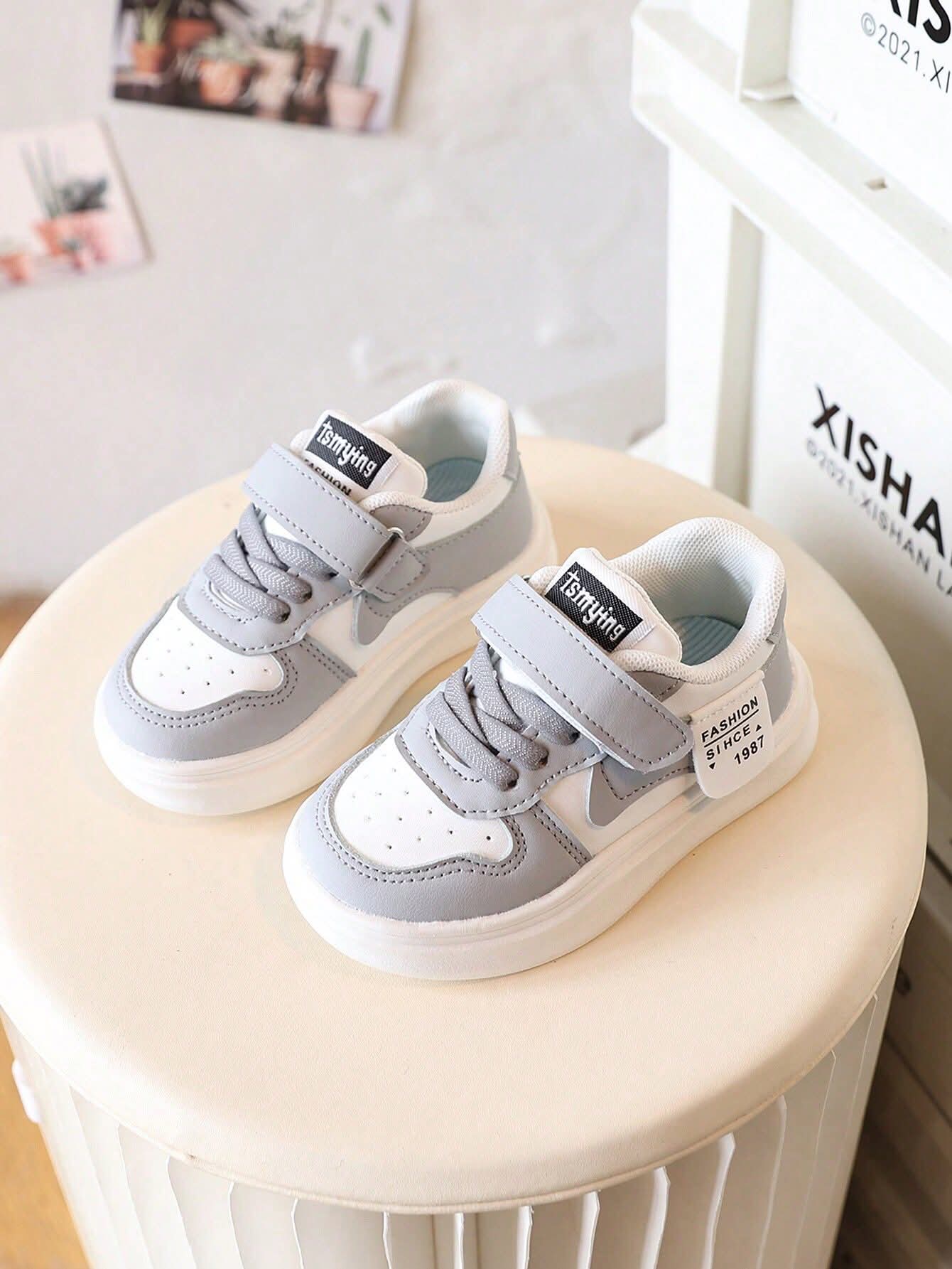 Kids blue in white shoes