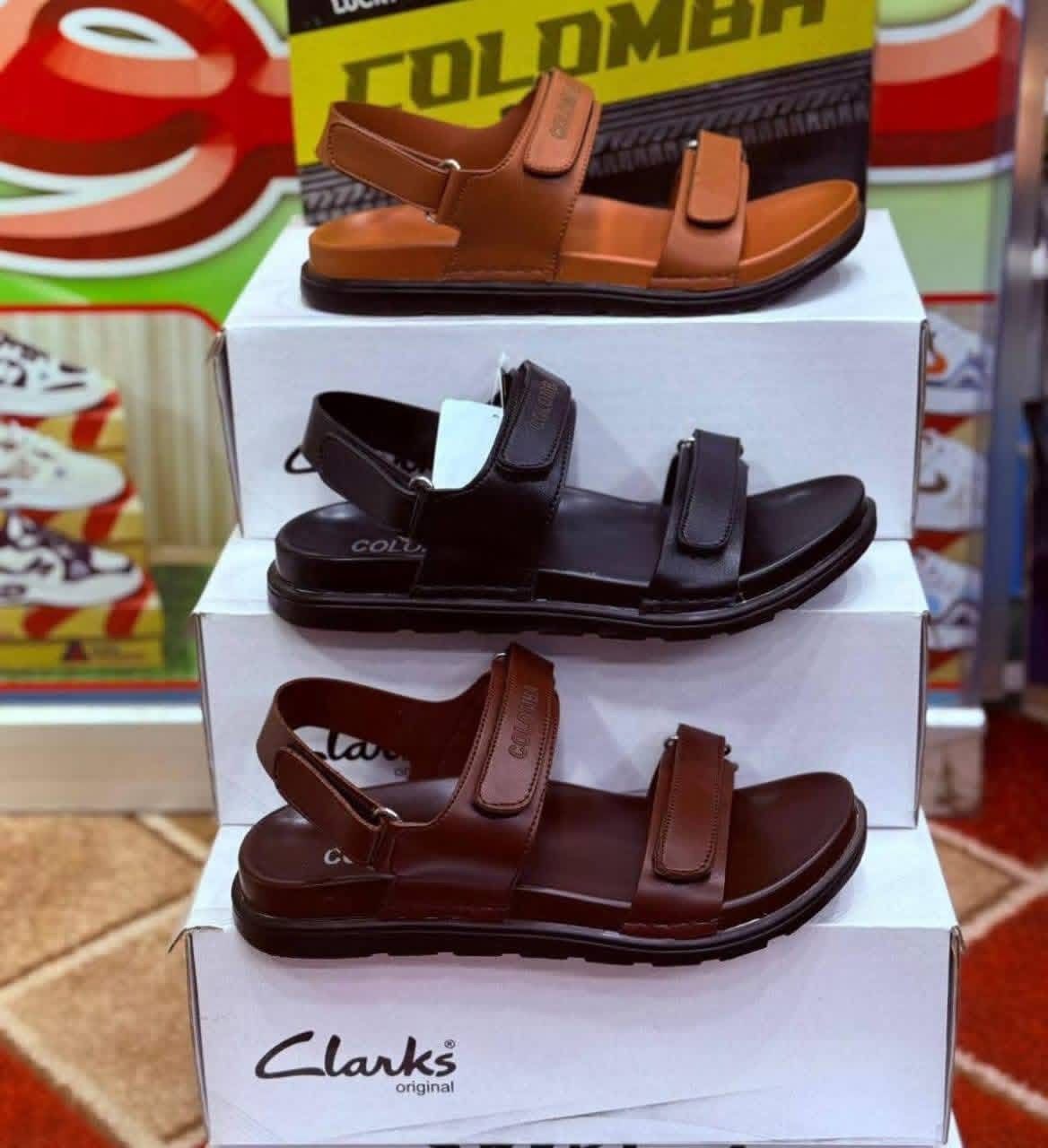 Mens sandals Black Dark brown color