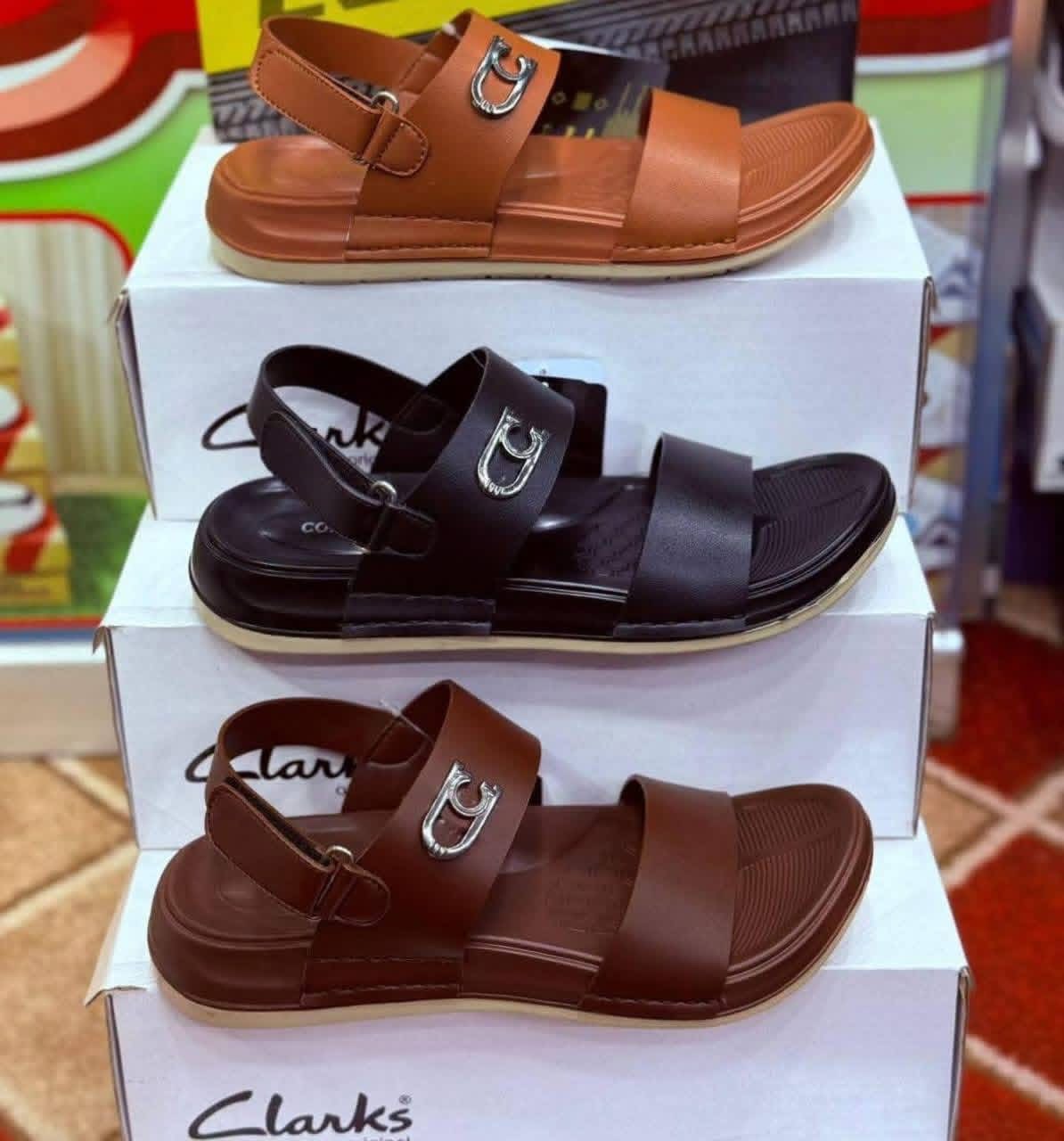 Mens sandals Black Dark brown colour