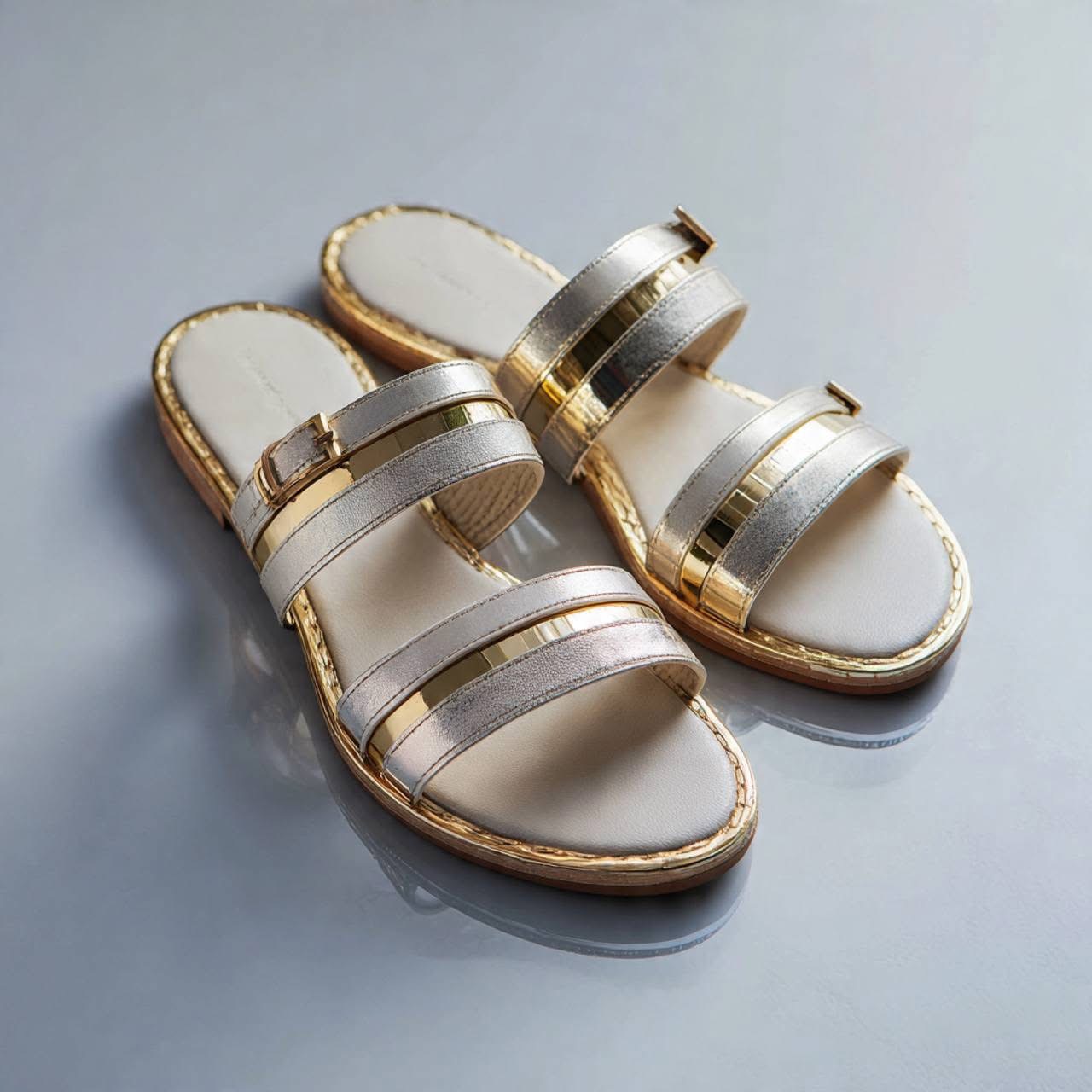 Asadshoes Gold Block Heel Ankle-Strap Sandals womens