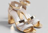 Asadshoes Gold Block Heel Ankle-Strap Sandals womens
